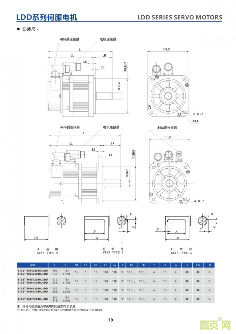 17-LDD series 110ST servo motor 華大23位絕對(duì)值電機(jī) LDD系列110ST電機(jī)安裝尺寸